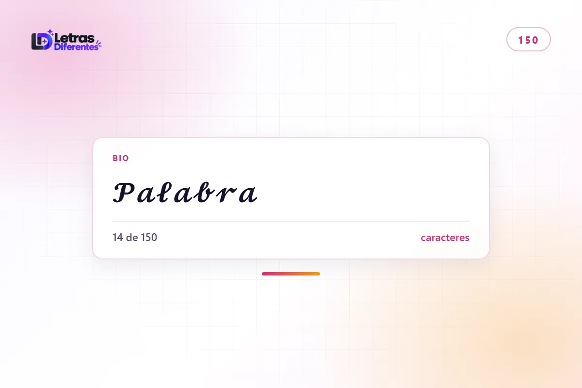 Campo de bio de Instagram con un texto en letras cursivas y el contador mostrando cuánto se ha consumido del límite de 150 caracteres.