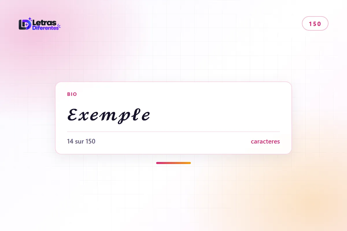 Champ de bio Instagram contenant un texte en écriture cursive, avec le compteur indiquant la part consommée de la limite de 150 caractères.